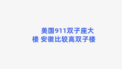 美国911双子座大楼 安徽比较高双子楼